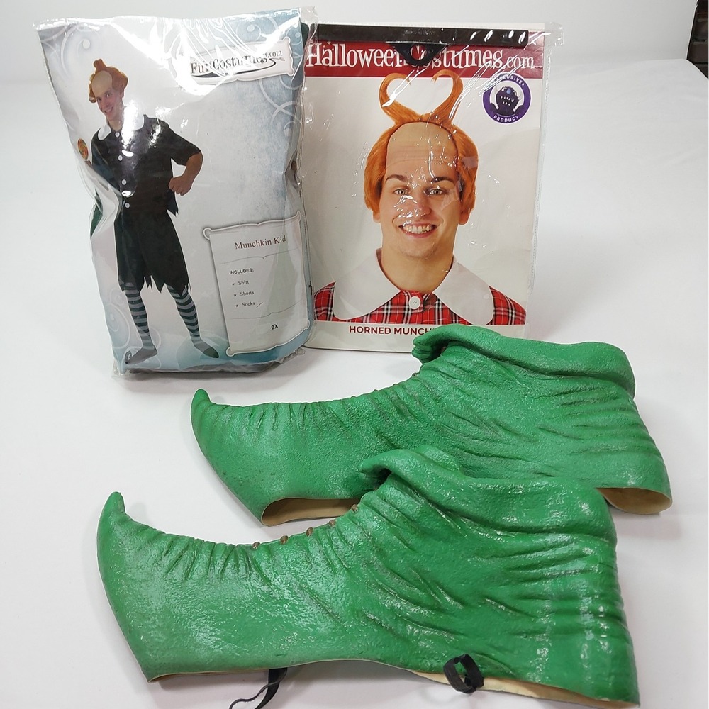 Complete Adult Munchkin Lollipop Guild Costume Size 2XL - Wig, Shoes, Costume